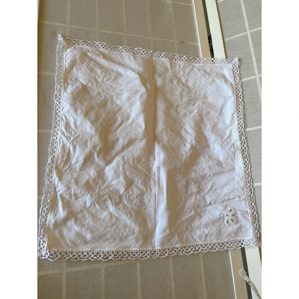 Vintage White Linen Table Napkin 17